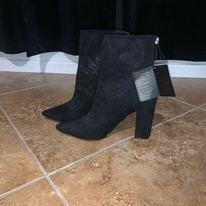 Sheer Black Heeled Boots 7 1/2